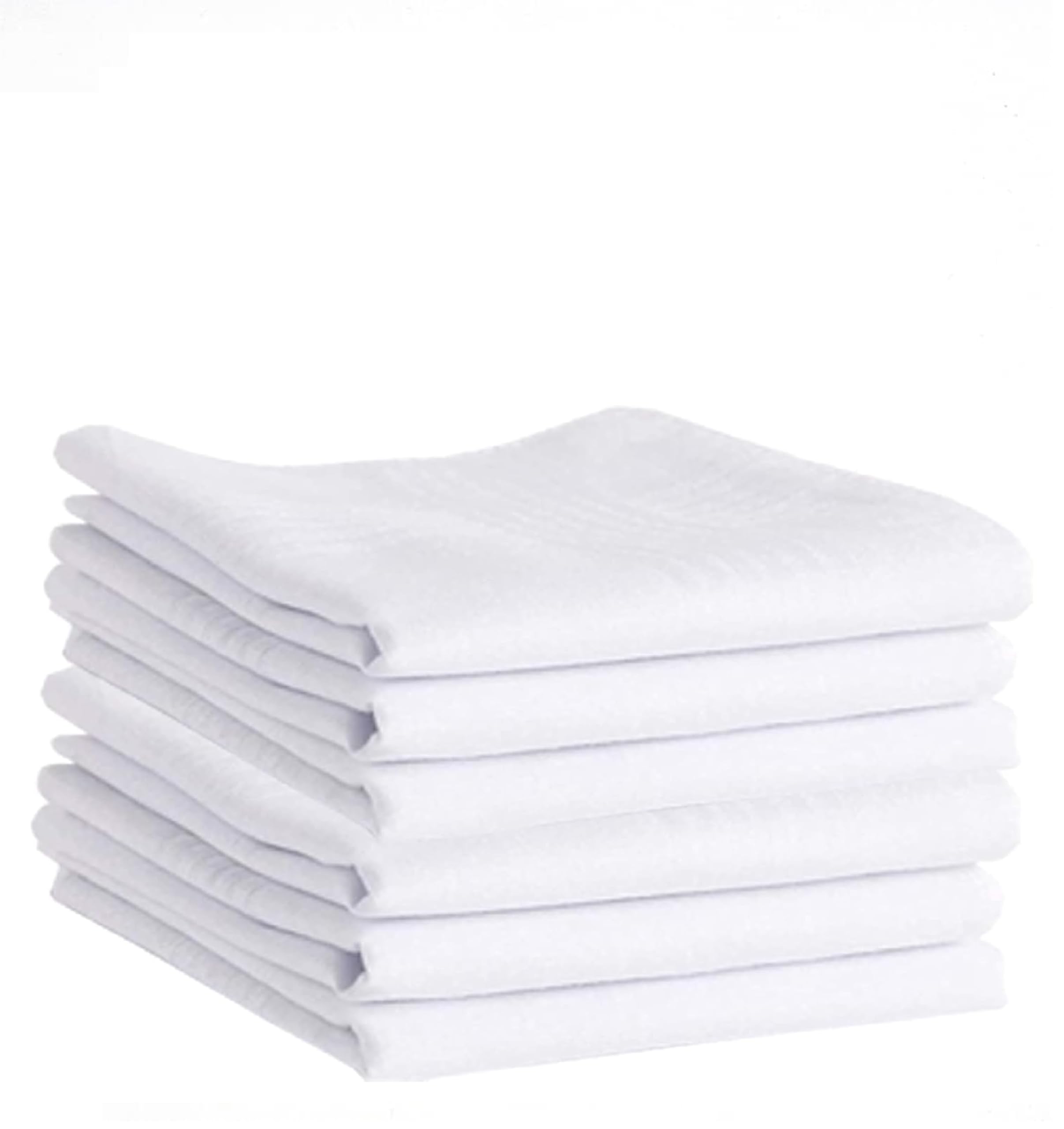 VSVERUS Handkerchief | Premium 100% Soft Cotton Men's Handkerchief | Pocket Hanky Set Classic| Reusable| Hand Rumal for Boys | Plain Solid White with Strips 18x18 inches-image-8