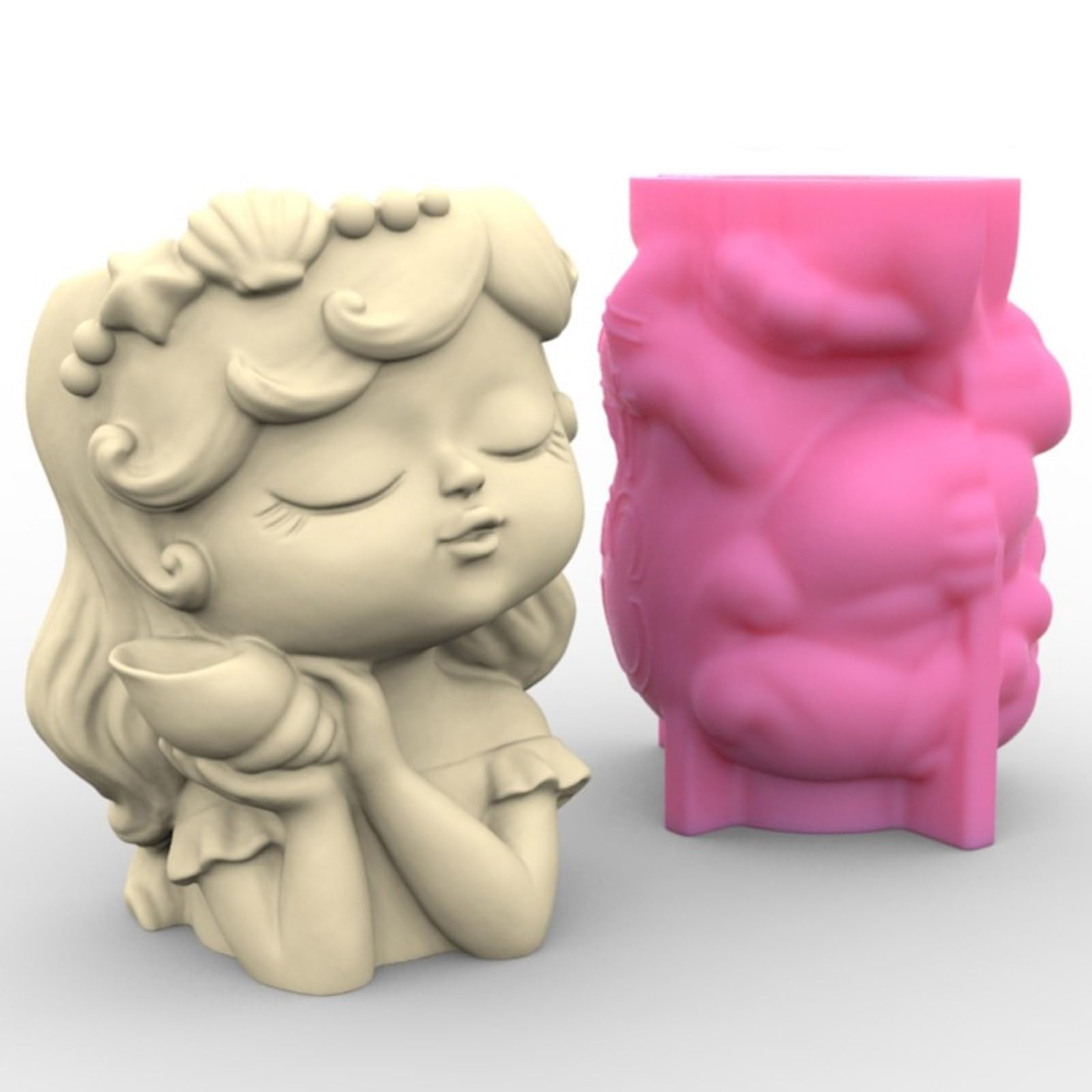 4 moldes de silicona para macetas de flores para niñas, moldes de resina epoxi, soporte para moldes de resina