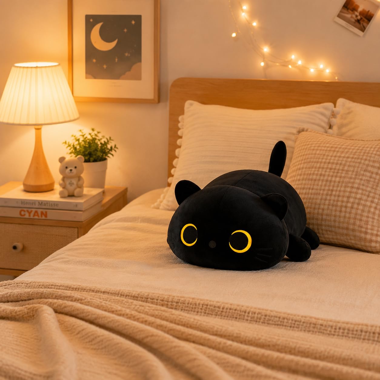 SNOWOLF Joli Coussin En Peluche Chat Diable Jouet En Peluche Kawaii Super Doux Pour Filles Et Garcons Cadeau Danniversaire Amz B