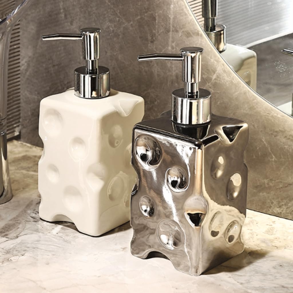 Bellissimo Dispenser di Sapone Manuale a Spinta, Bottiglia di Sapone per lozione, Contenitore in Ceramica, Contenitore Riutilizzabile per Bottiglia di Sapone Liquido da appoggio Pratico