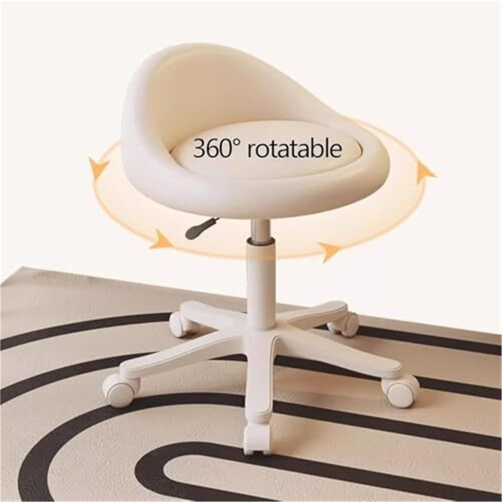 Taburete rodante Ajustable con Respaldo - Comodidad for peluqueros y Trabajos en Altura de mostrador - Ideal for largas Horas Sentado(Beige)