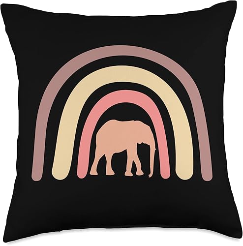 Elephant Gifts for Men Women Kids Toddlers by RJ Elefante mamífero africano del zoológico lindo arco iris bohemio rosa, almohada de 18 x 18