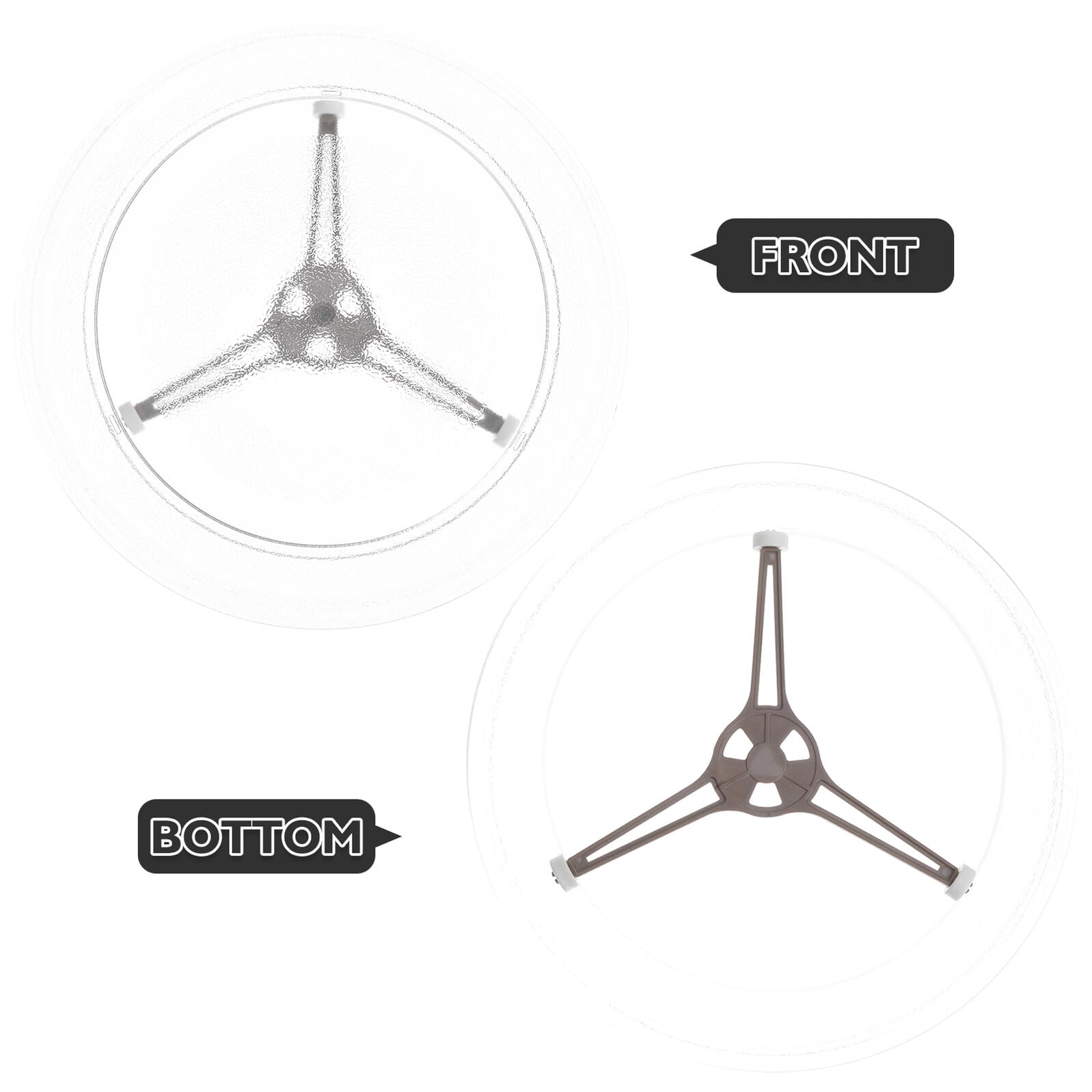 DOITOOL Plato Giratorio de Cristal para Microondas Resistente al Calor Soporte Rodillos para Rotación Silenciosa y Compatible Múltiples Modelos Bandeja de Vidrio para Cocción