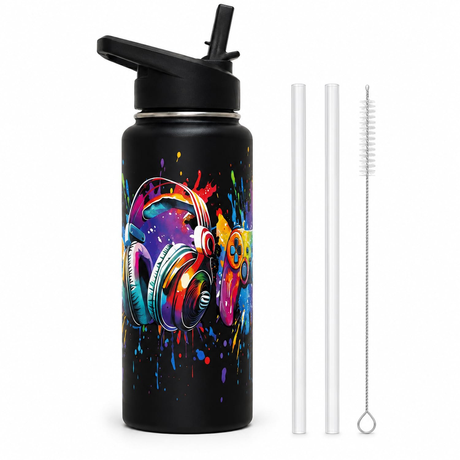 Boys Gaming Water Bottle 550ml, Stainless Steel Insulated Water Bottles