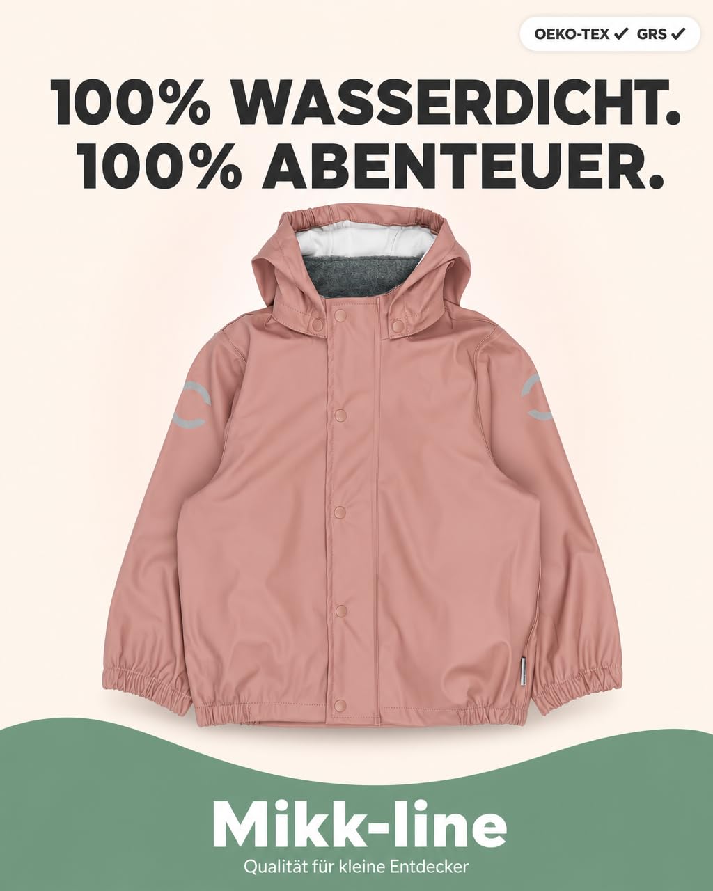 Mikk-line Unisex Regenjacke Kinder Wasserdicht und Winddicht | Regenjacke Mädchen und Jungen mit Reflektoren und Kapuze Abnehmbar | Leichte Matschjacke OEKO-TEX