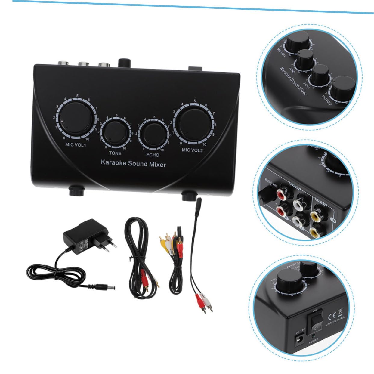 Gatuida Professioneller Kleiner Audiomixer mit 2 Mikrofoneingängen ABS Gehäuse Kompakt für Karaoke und Dj Equipment