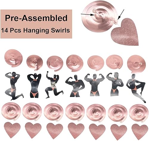 Miniatura 5 de WOJOGO Decoración de despedida de soltera de oro rosa para despedidas de soltera con espirales colgantes para despedidas de soltero, suministros