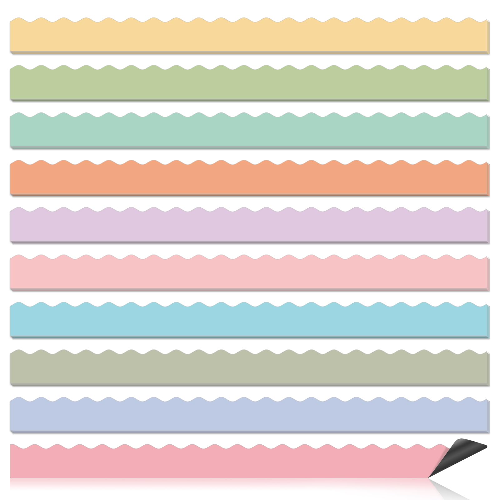 Magnetic Borders for Classroom Whiteboard - 30 Pcs Pastel Magnetic Bulletin Board Border Set - Light Scalloped Chalkboard Border Strips for Teachers, Parents, DIY Home,School & Office Decoration — image 1