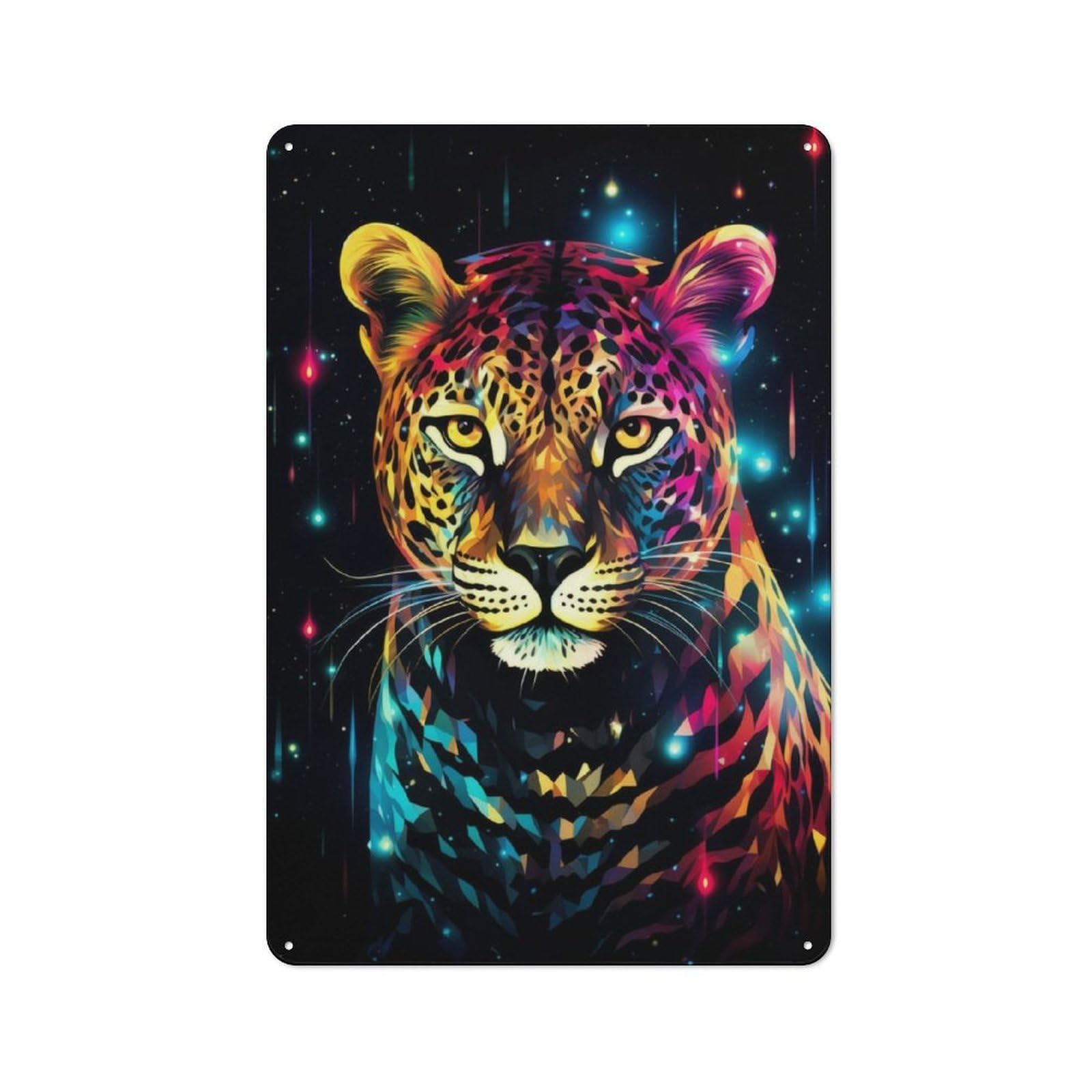Junmoney Geometric Jaguar For Lounge Or Reading Corner, Rustic Tin Sign 30X20cm, For An Autumn Update To Lounge And Reading Corner