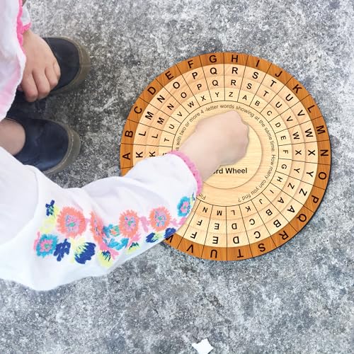 Image of Webby Wooden Word Wheel Puzzle | Spin The Wheel to Construct Words | Captivating Montessari Educational Pre School Word Builder Toy for Kids