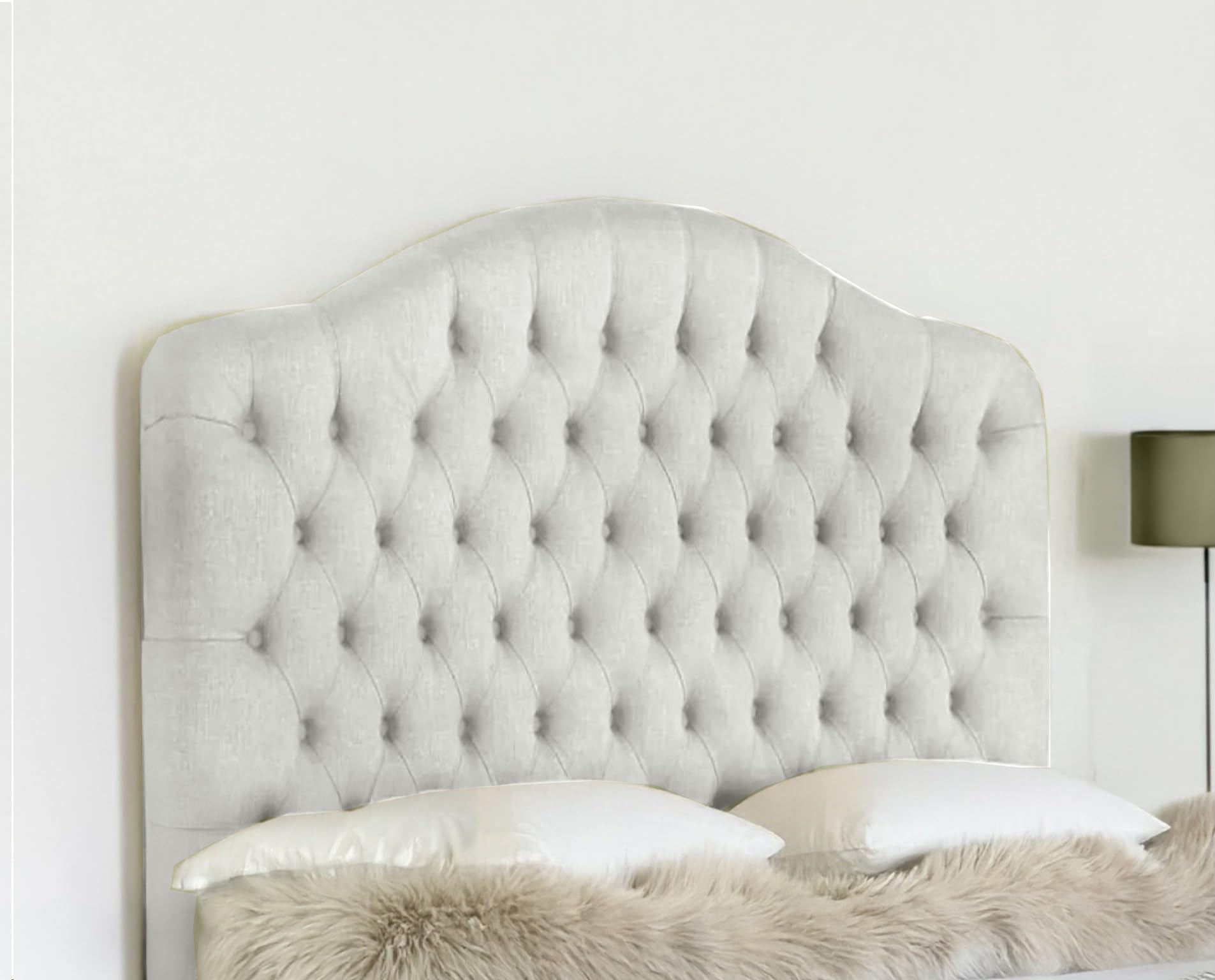 ELEGANT DESIGN DEWSBURY HEADBOARD IN PLUSH FABRIC - LUXURY HEADBOARDS IN 3FT, 4FT, 4FT6, 5FT, 6FT - 30" HEIGHT (White, 5FT KING SIZE)