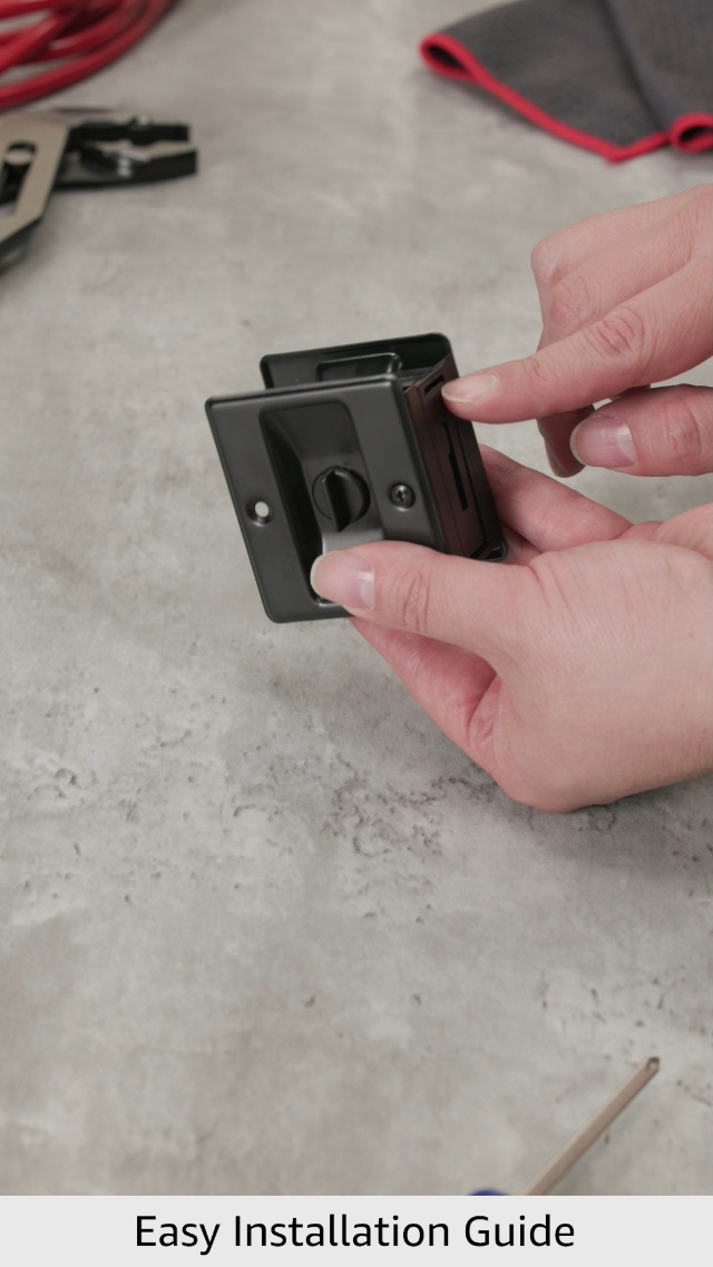 Prime-Line N 7578 Pocket Door Privacy Lock with Pull, Matte Black