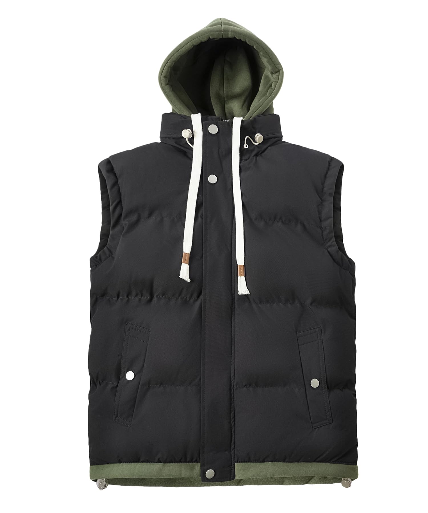 Chaleco Hombre Acolchado Chalecos Exteriores Gilet con Sudadera de Invierno Cálido Chaqueta Sin Mangas Acolchada