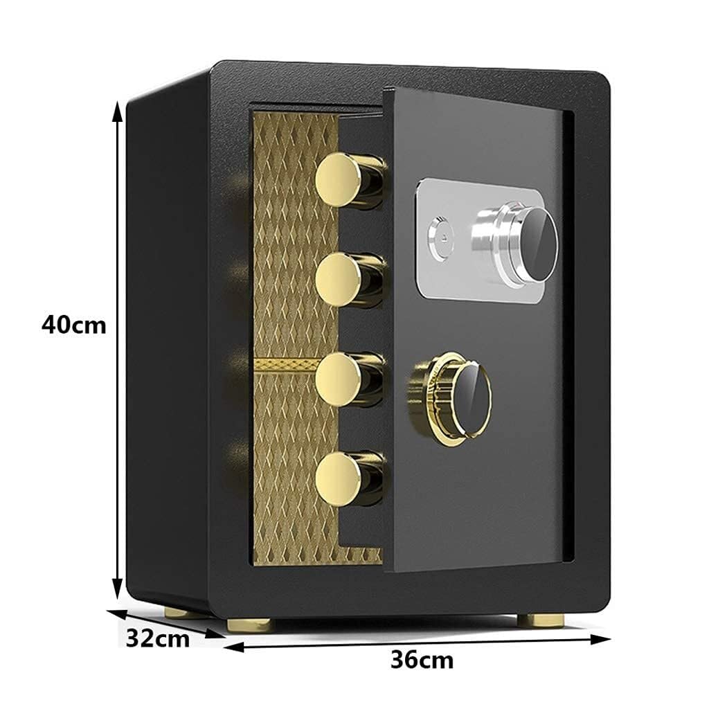 Cajas fuertes de acero for oficina, ignífugas, impermeables y antirrobo, con combinación mecánica y llave for hoteles y familias. Cajas fuertes(Noir,40x36x32cm)
