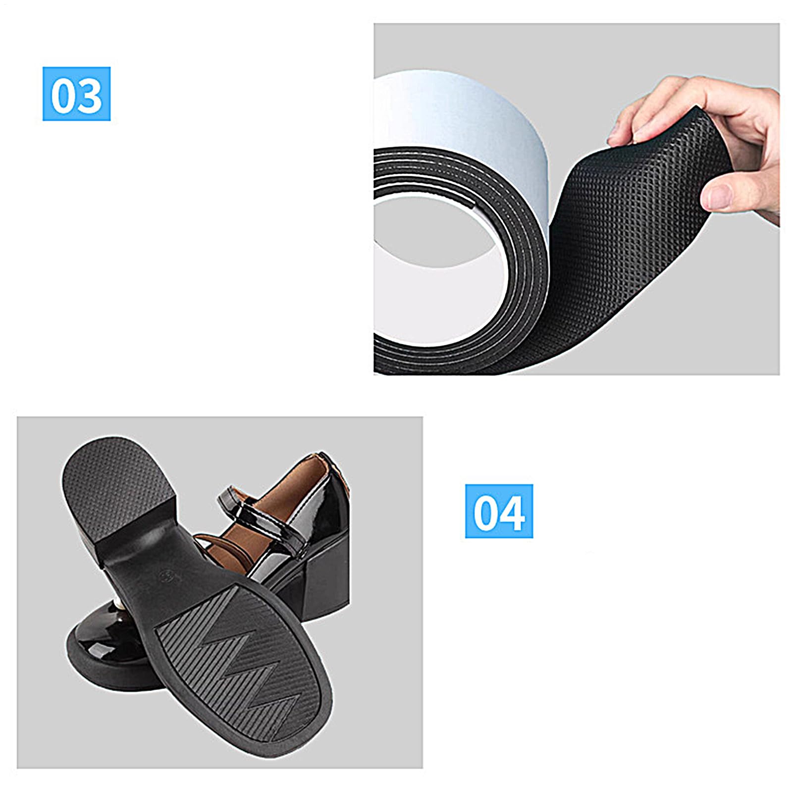 Agarres antideslizantes para zapatos – Cinta adhesiva para zapatos de 3.28 pies de largo, almohadillas antideslizantes para tacones, calcomanías para parte inferior de zapatos, gomitas para zapatos