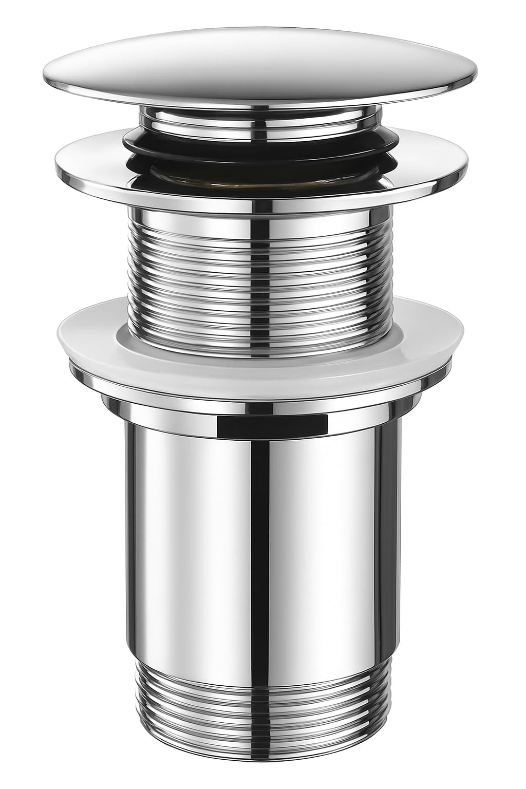 LUXEART Pop Up Sink Drain Valve - G1 1/4" with Overflow - High Quality Brass Gloss Chrome Click Clack Function Tool Free Assembly