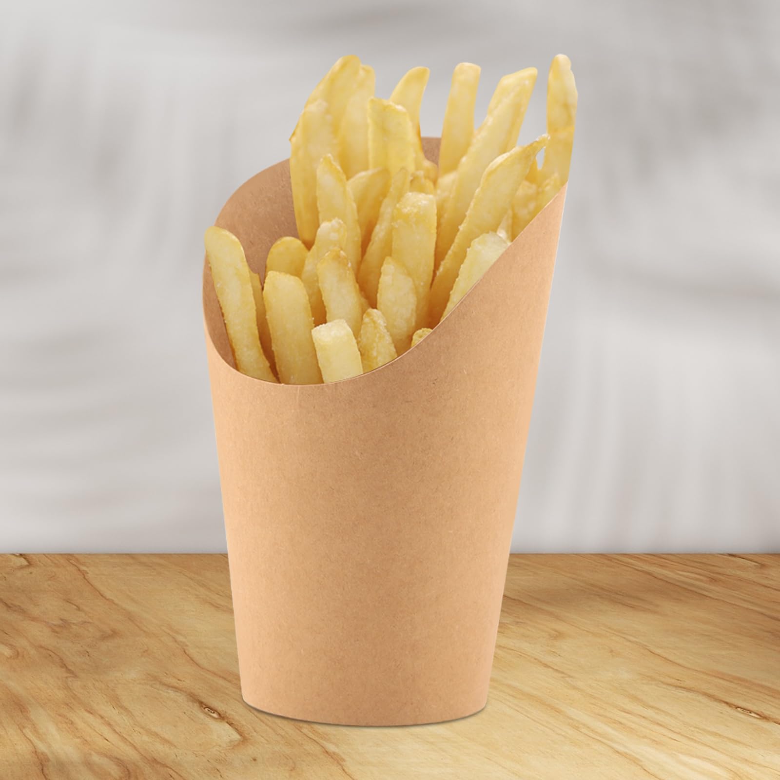 Lot de 100 gobelets à frites coupe à frites en papier kraft marron résistant à la graisse porte frites pour collation, chips, popcorn, crème glacée, apéritif - 500 ml