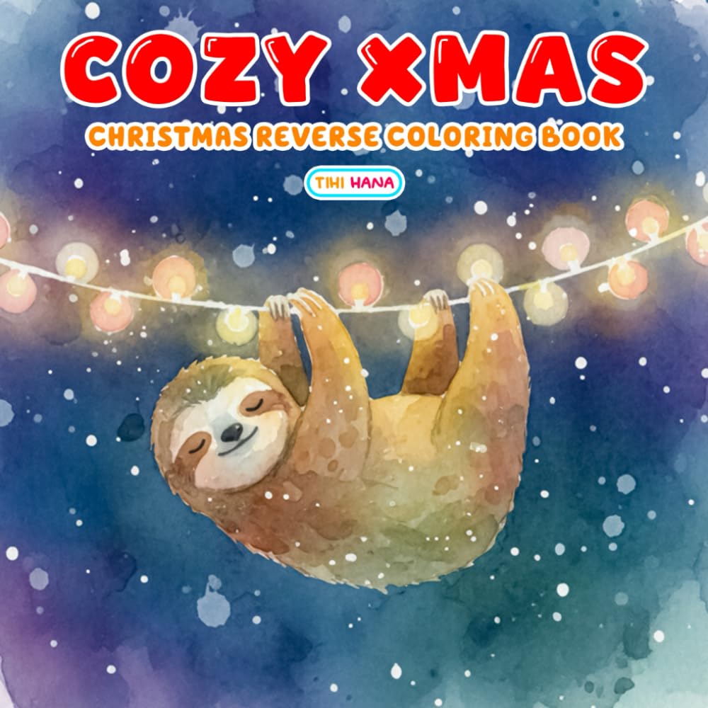 Cozy Xmas Reverse Coloring Book: Cute Christmas Watercolor Backgrounds for Creative Doodling