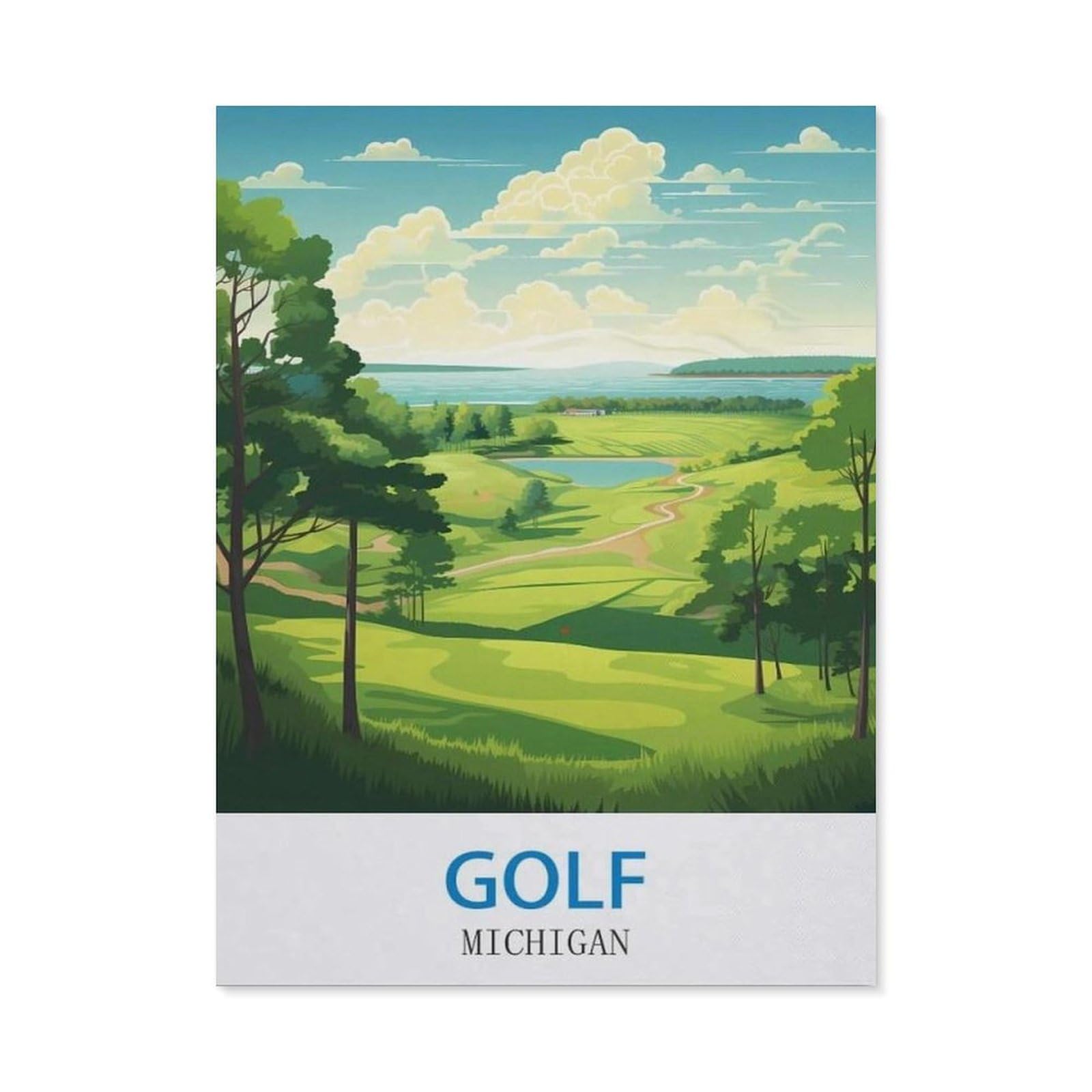 BEAYODKP 5D Diamond Painting Set ，Michigan ， Golf（30 x 40 cm）