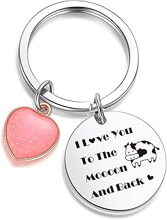 ZNOSVEI Cow Lover Gift Girlfriend Keychain Couples Gift Cow Keychain Wedding Keychain Husband Jewelry Sibling Gift Valentines Keychain Cow Boy Gift Cousin Jewelry Daughter Jewelry Cow Lover Keychain