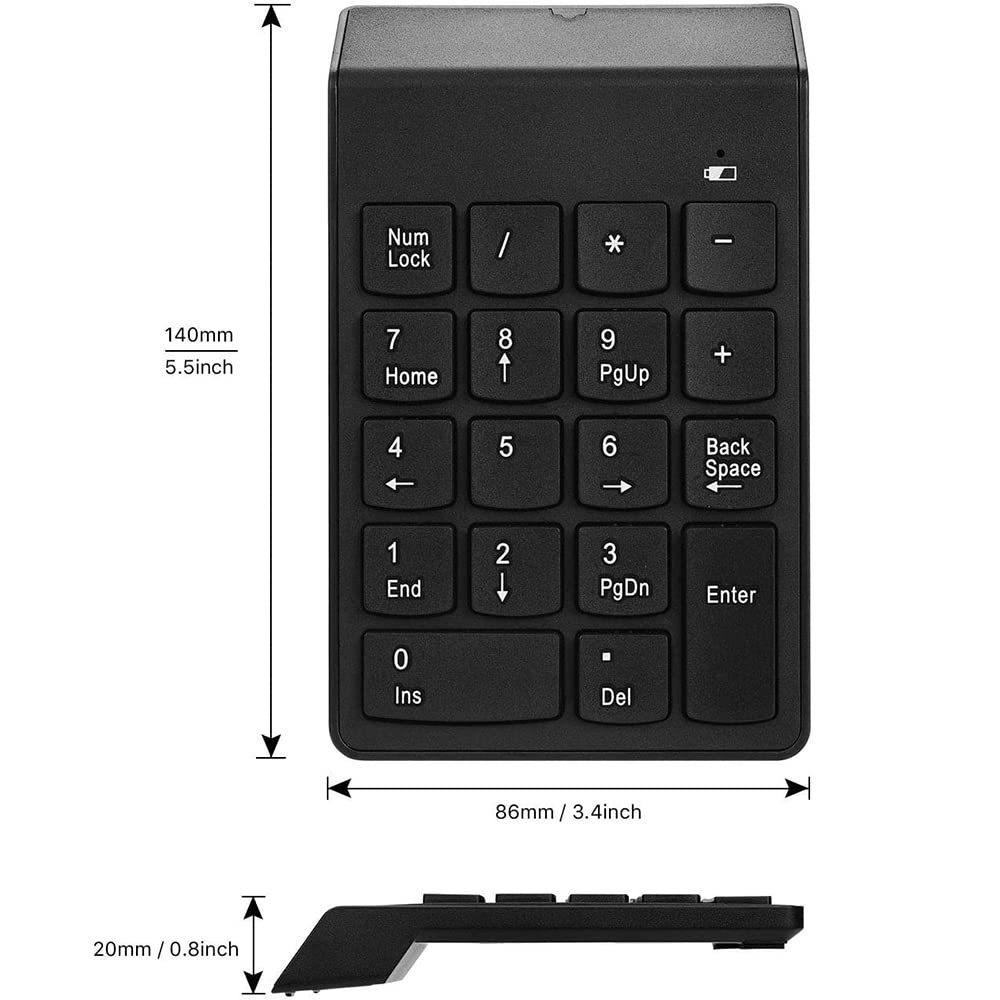 DollaTek Bezprzewodowy keypad z 22 przyciskami, przeno?ny, do laptopa, PC, kompatybilny z Win7/8/NT/ME/2000/XP/Vista Win10/Android/Linux/iOS