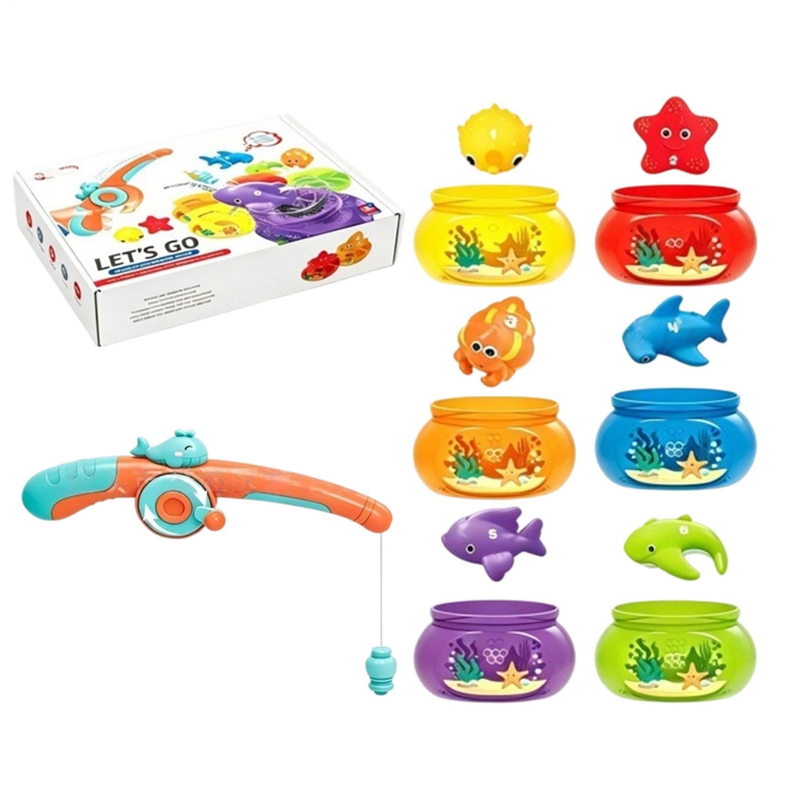 Juego De Pesca Juegos Educativos Acuáticos de Colores | Juguete De Pesca Magnético Para Juego Al Aire Libre, Mesa, , Natación, Viajes, Baño, Piscina Y Tablero