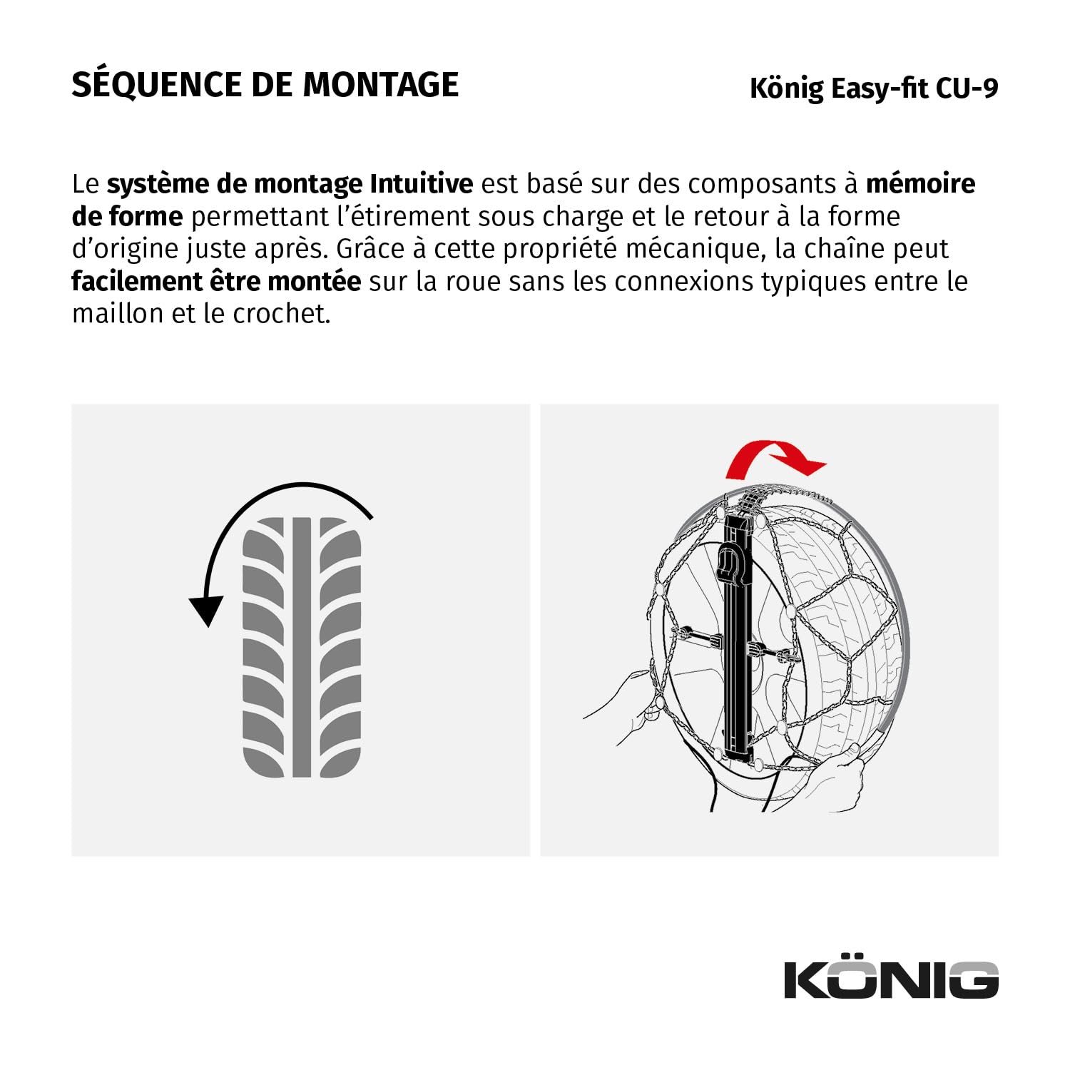 KÖNIG EASY-FIT CU-9 104 - Chaînes à Neige, Set de 2