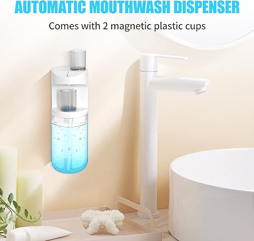 Miniatura 2 de Viicuper Dispensador automático de enjuague bucal sin contacto, dispensador de enjuague bucal montado en la pared de 18.6 fl oz para baño, lavabo y
