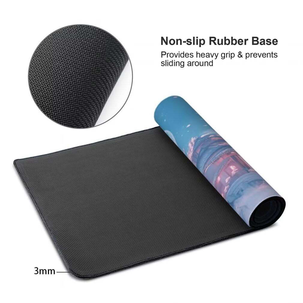Tappetino Mouse XXL 1000x500mm Paesaggio Grande Mouse Pad, Tappetino Scrivania con Bordi Cuciti, Grande Mousepad Gaming con Base Antiscivolo per Giocatori, Ufficio e Casa (Luna Piena) -MP1568