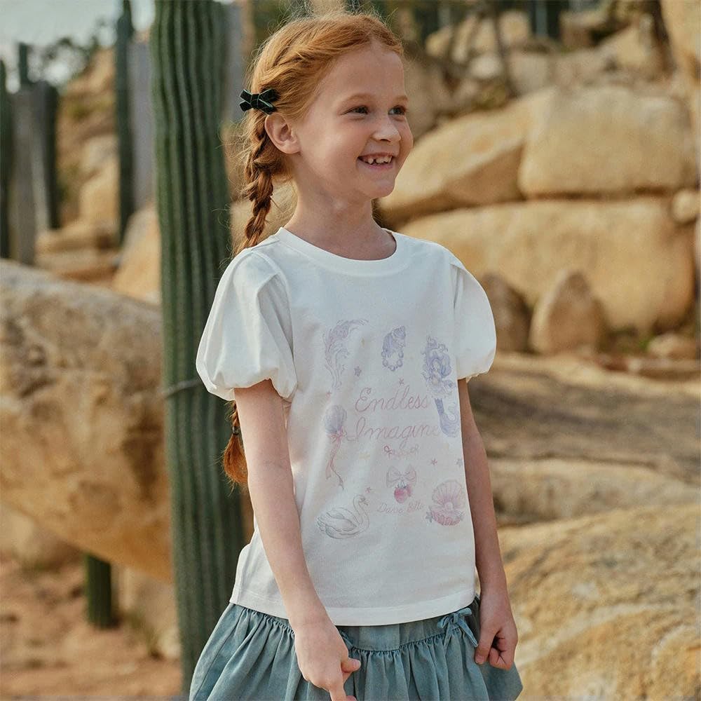 CYBHSM - Camisetas de verano con estampado de dibujos animados para niñas, camisetas de algodón de manga corta para niños, ropa casual al aire libre