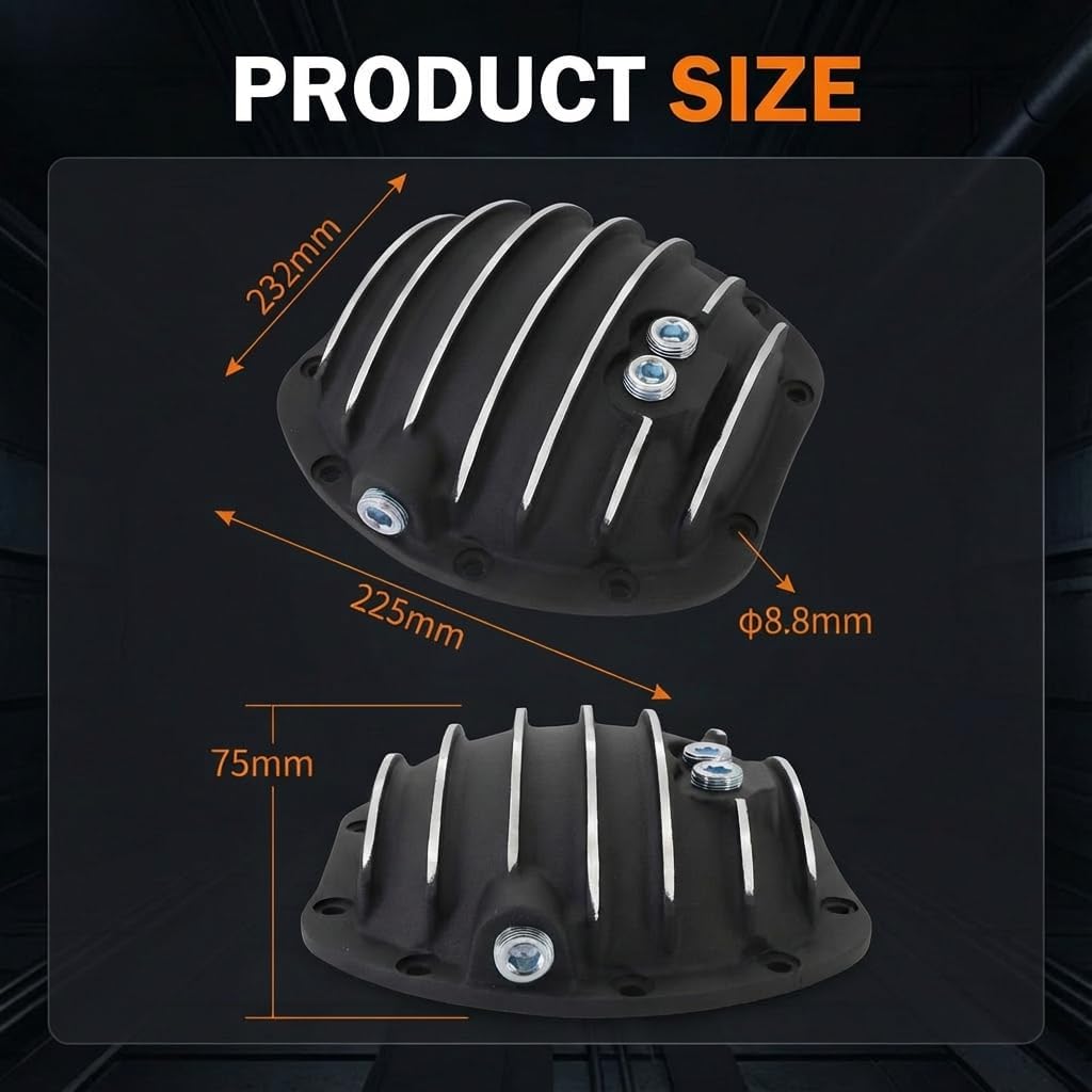 Dana 30 10 Bolt Finned Black Front Aluminum Differential Cover for CJ TJ YJ JK
