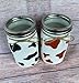 Cow print mason jars/cowhide decor/farm animal party decor/cow centerpieces/cattle decor/western decor jars (Regular Mouth Pint 16oz, No Lid Insert, Black Cowhide Print)