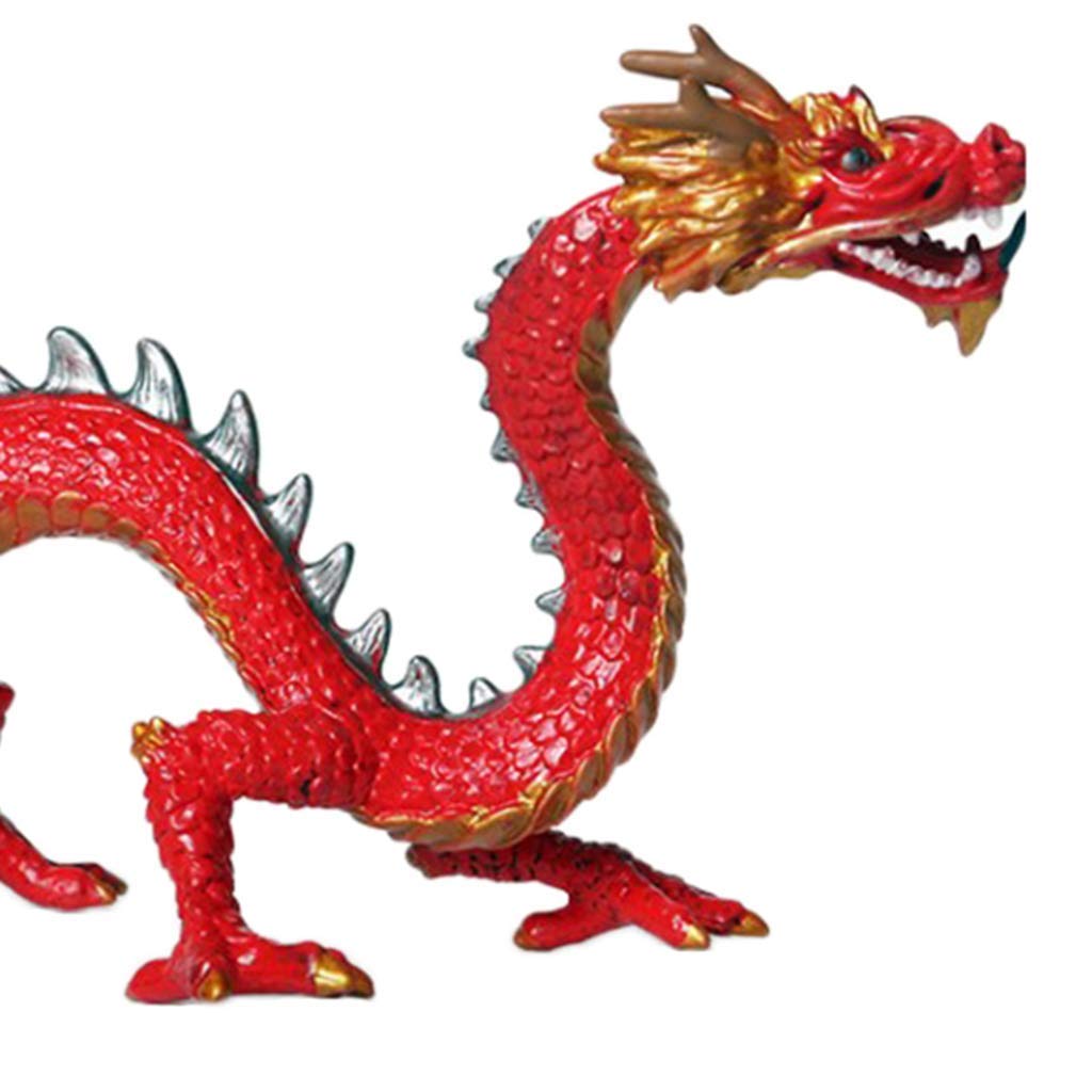 HEAVY DRIVER® Chinese Dragon Figurine | Red PVC Mythical Creature Model for Display, Learning, Art Projects & Decorative Use