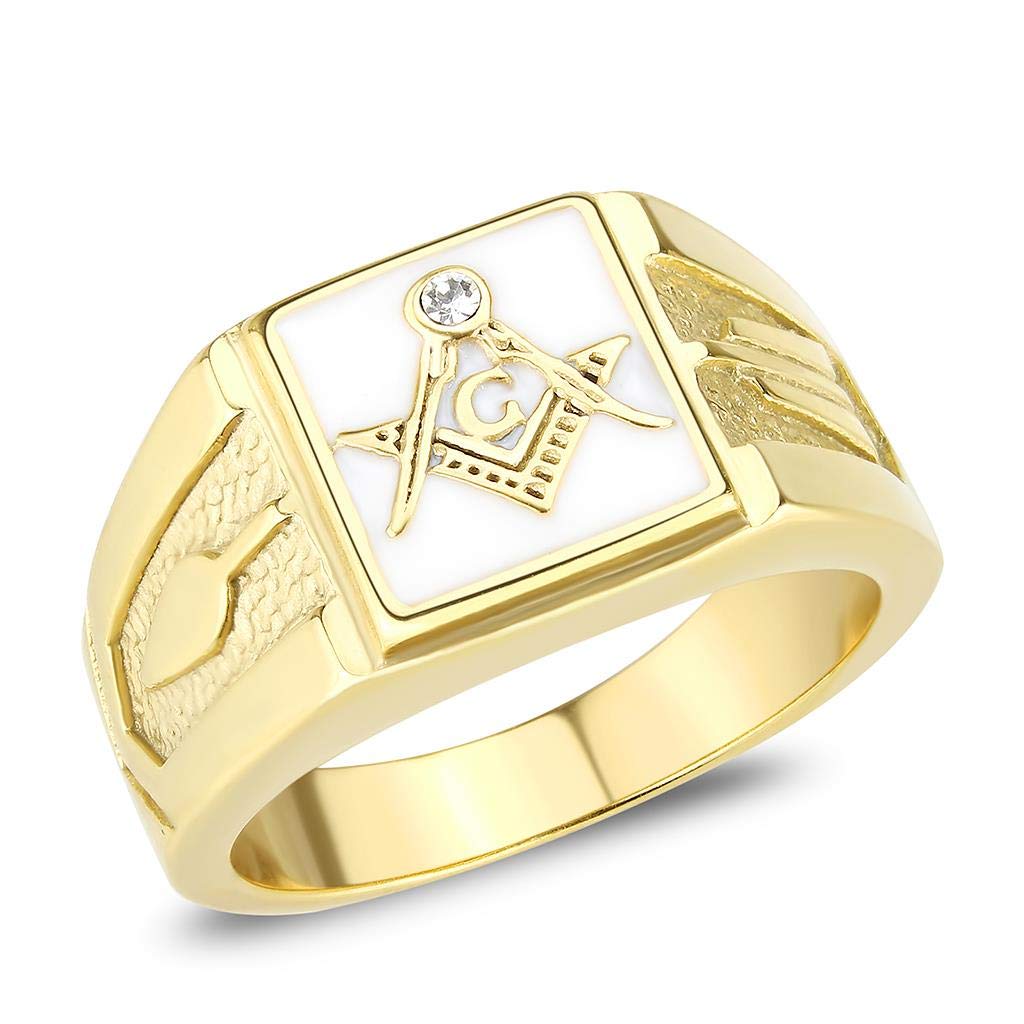 YVO Personalized Men's Stainless Steel Masonic Lodge Freemason Ring - Free Engraving