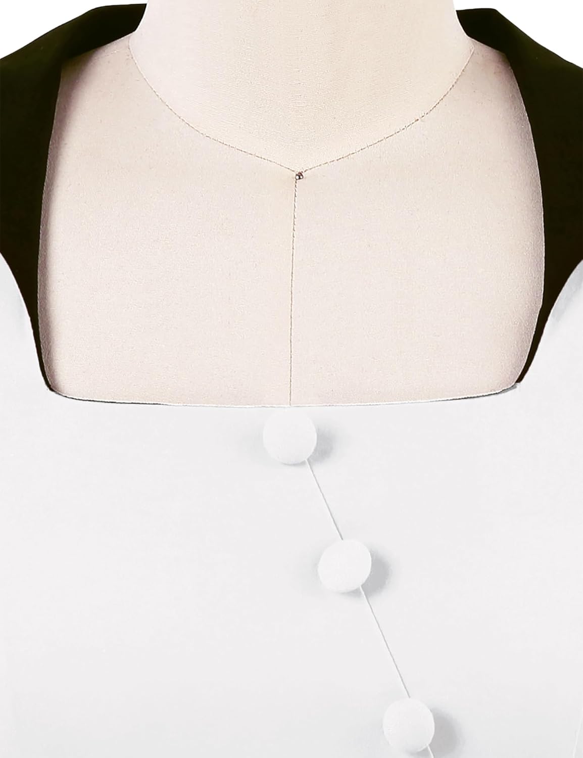 MUXXN Women's 50s Retro Casual Swing Midi Dress 3/4 Sleeve Square A Line Neck Vintage Cocktail Wedding Guest Bodycon Prom - Image 5