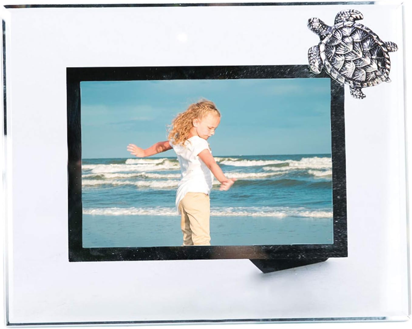 Beachcombers 4X6 Photo Picture Frame With Pewter Turtle White