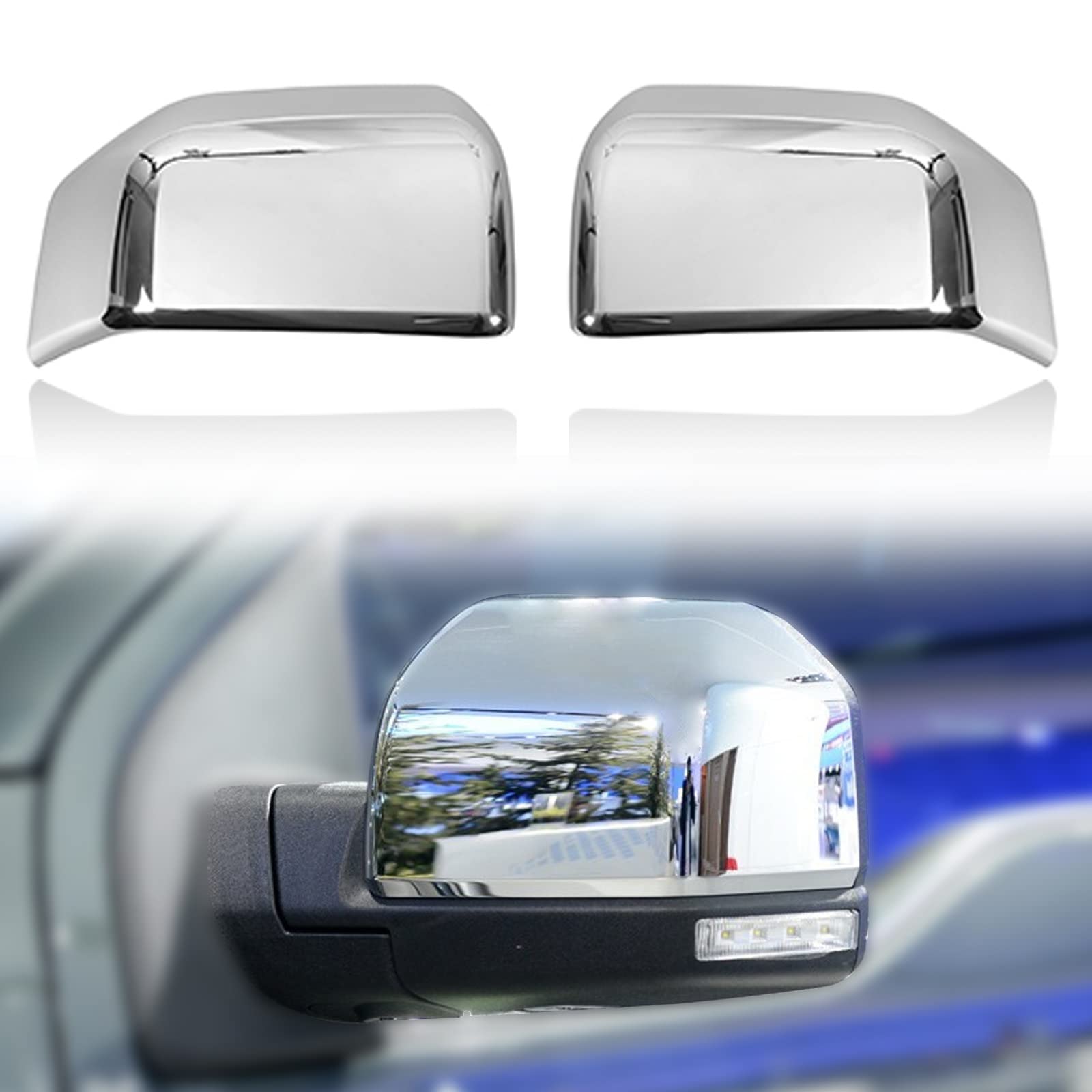 Dla Ford F150 F-150 2015-2020 Chromowane Drzwi Samochodu Osłona Lusterka Wstecznego Obudowa Ochronna Osłona Lusterka Wstecznego Osłona obudowy lusterka bocznego samochodu (Color : Chrome Left)