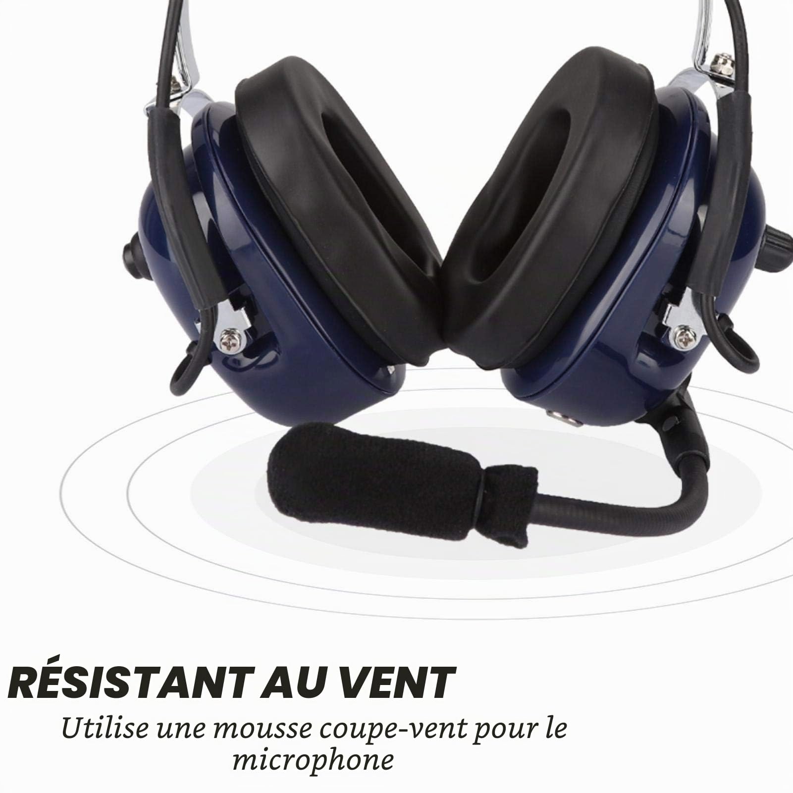 Casque d'aviation Universel, Double Prise 3,5 mm réduction du Bruit Casque réglable en Acier Inoxydable Bandeau Pilote, pour Pilote d'aviation, Noir