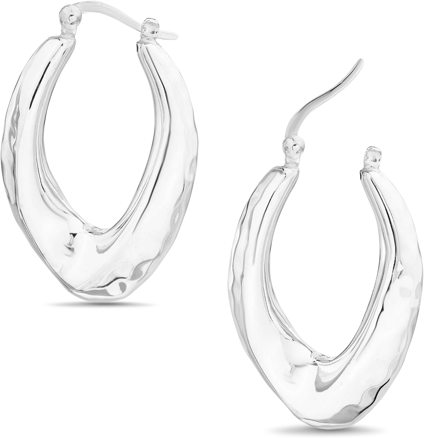 Willowbird 925 Sterling Silver 25mm - 34mm Textured Hammered Tribal Hoop Earrings for Women - Image 6