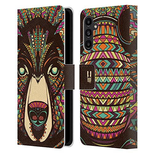 Étui Samsung A13 5G Head Case Designs Ours Aztèque en cuir portefeuille protecteur