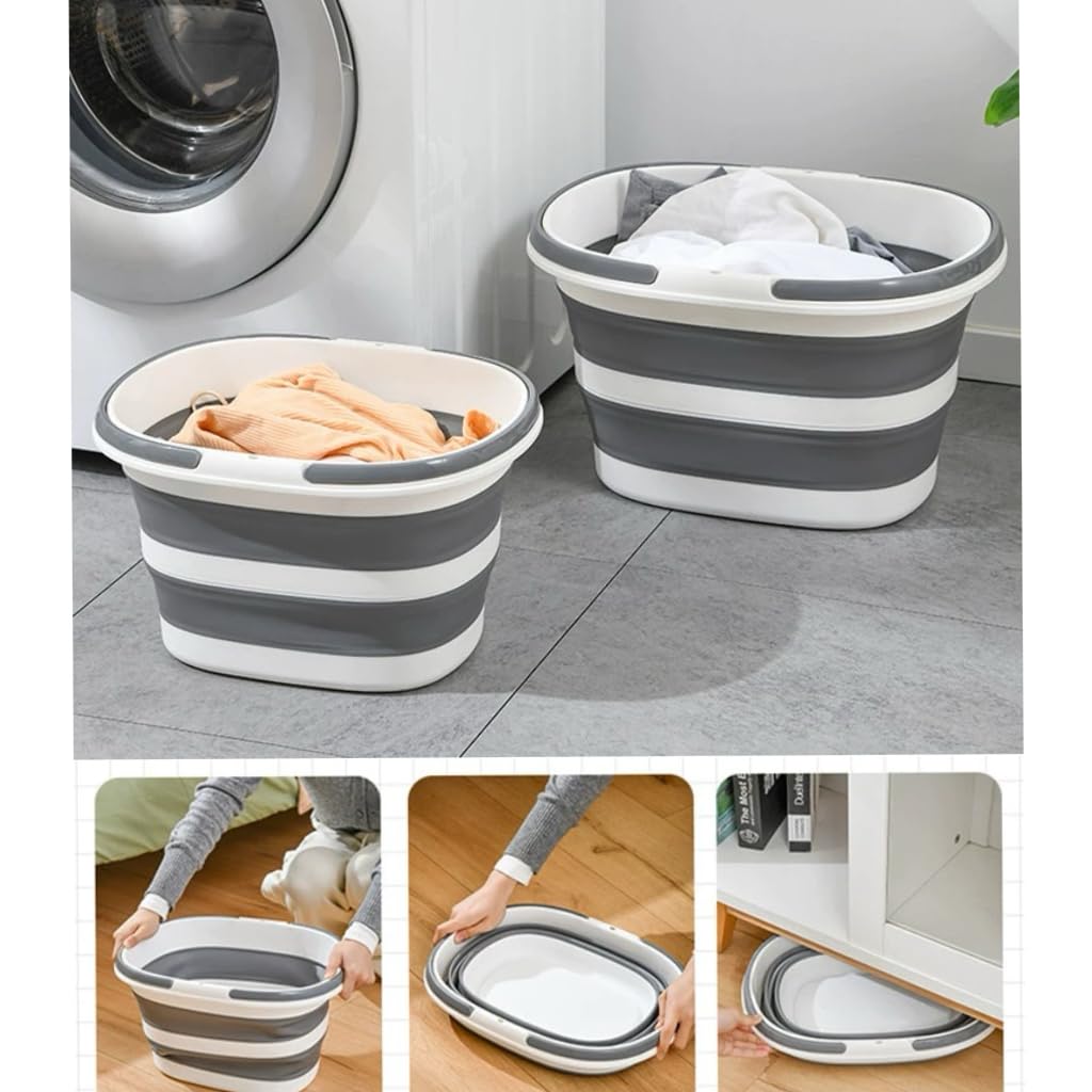 LTLCLZLarge Collapsible Bucket 28L for House Cleaning, Laundry Basket, Camping, and Space Saving, Multiuse Water Bucket for Cleaning Mop - Lightweight and Portable (L)