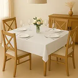 Toalha de Mesa Quadrada 4 Lugares Lisa 1,40m x 1,40m (Branco)