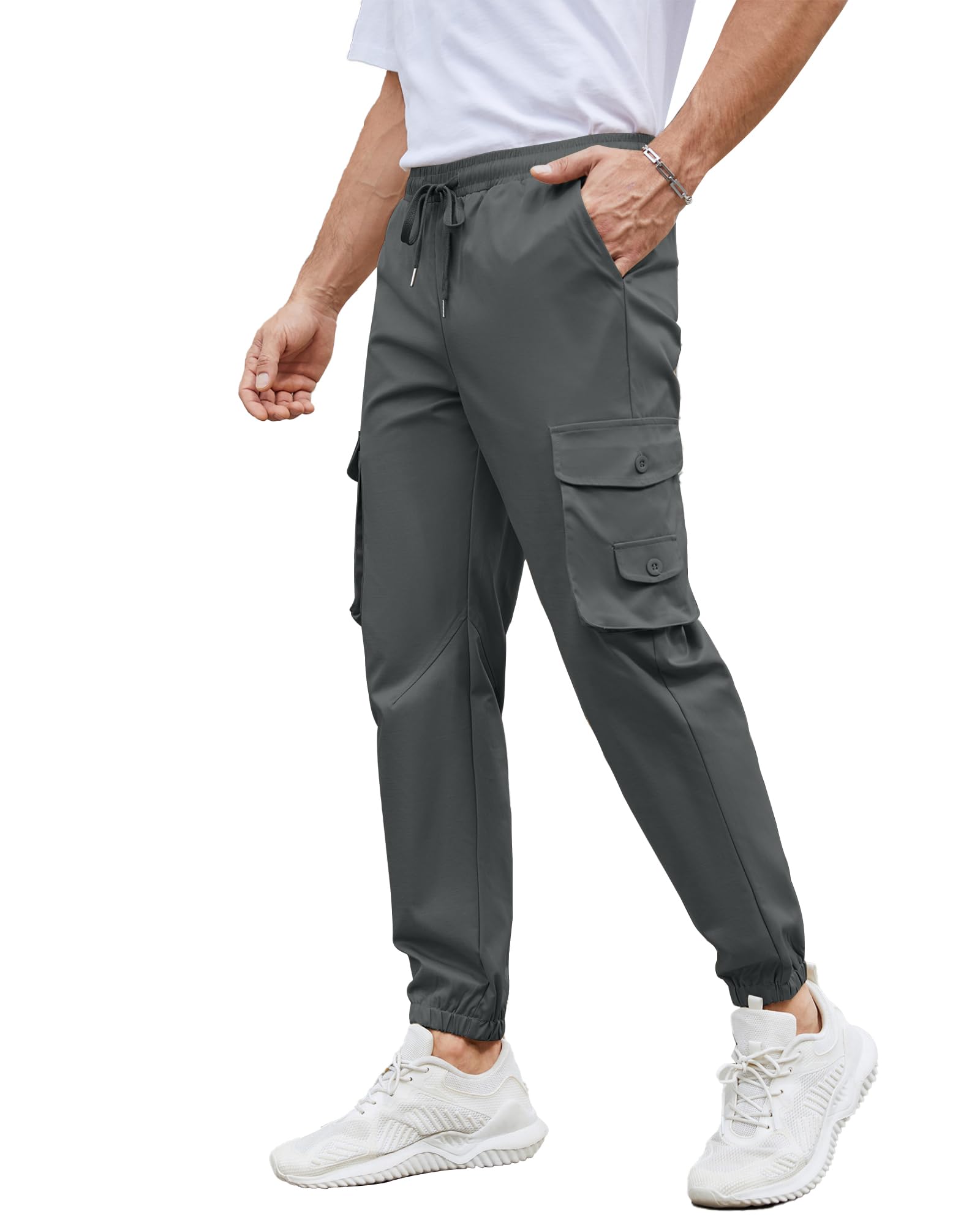 Pantalon Cargo Homme Élastique - Polyester - Slim Fit - Multi-Poches - Pour Travail, Randonnée, Camping, Sport