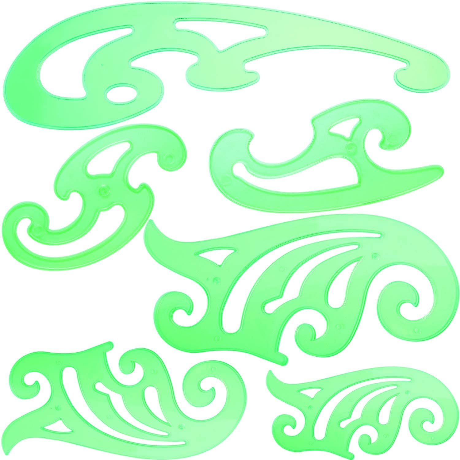 AYF 6 Pieces Plastic French Curve Ruler Multi-Function Comic Template Tool Set for Drafting Drawing Template, 6 Assorted Sizes