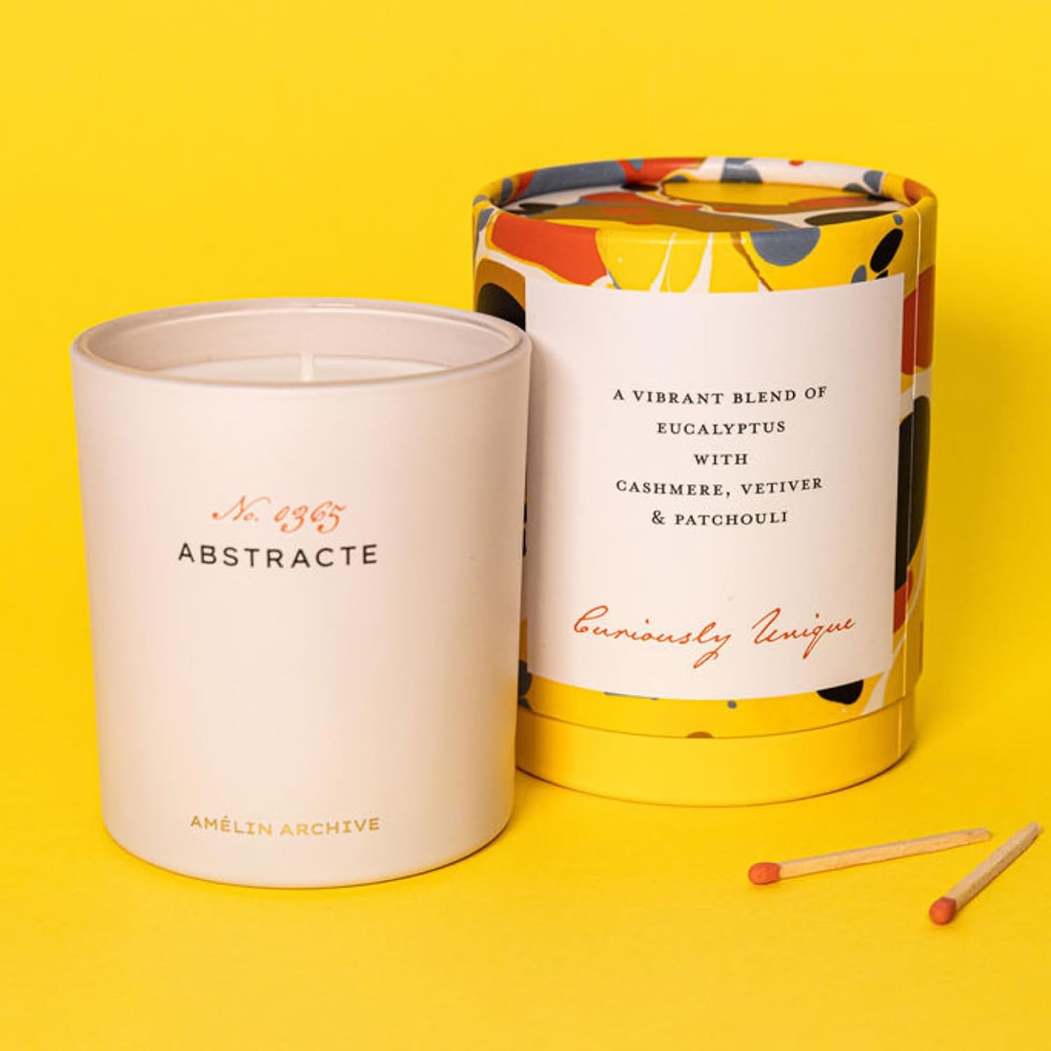 Vintage Inspired 9 Ounce Soy Wax Blend Candle, Glass Candle with Gift Box and Fragrance Notes of Eucalyptus, Cashmere, Vetiver & Patchouli, Abstracte