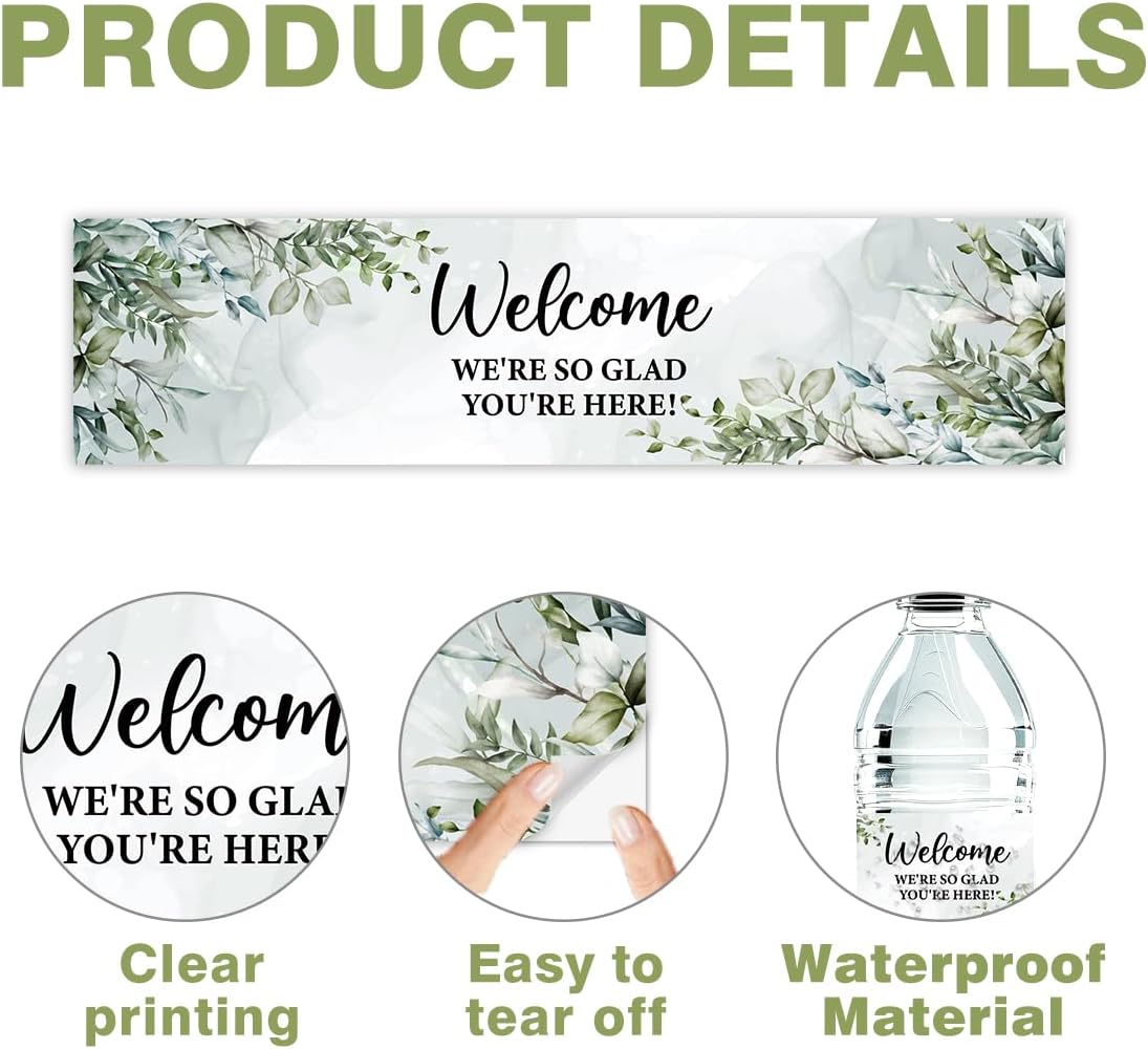 100 Pcs Wedding Water Bottle Labels Greenery Floral Wedding Stickers