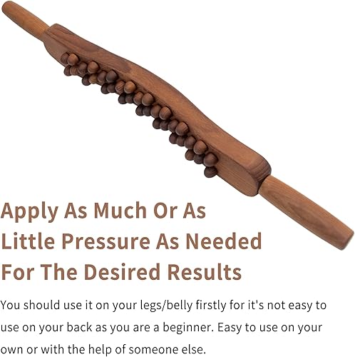 Miniatura 8 de Goodtar Guasha - Herramientas de palo de madera, terapia de madera, raspado, drenaje linfático, doble fila, 34 cuentas, tratamiento de puntos,