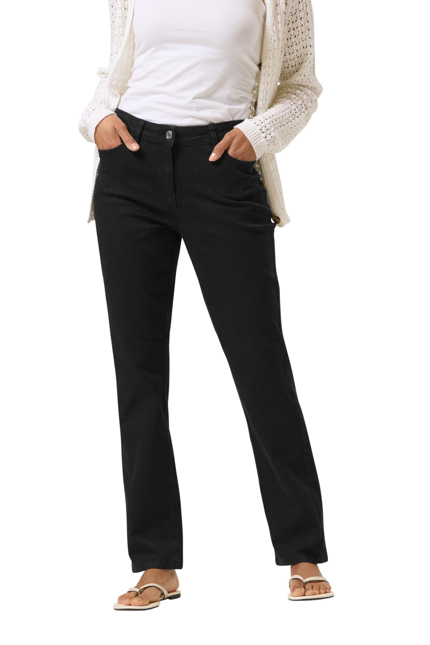 M&Co Women's Black Straight Leg Jeans Size 16 Short