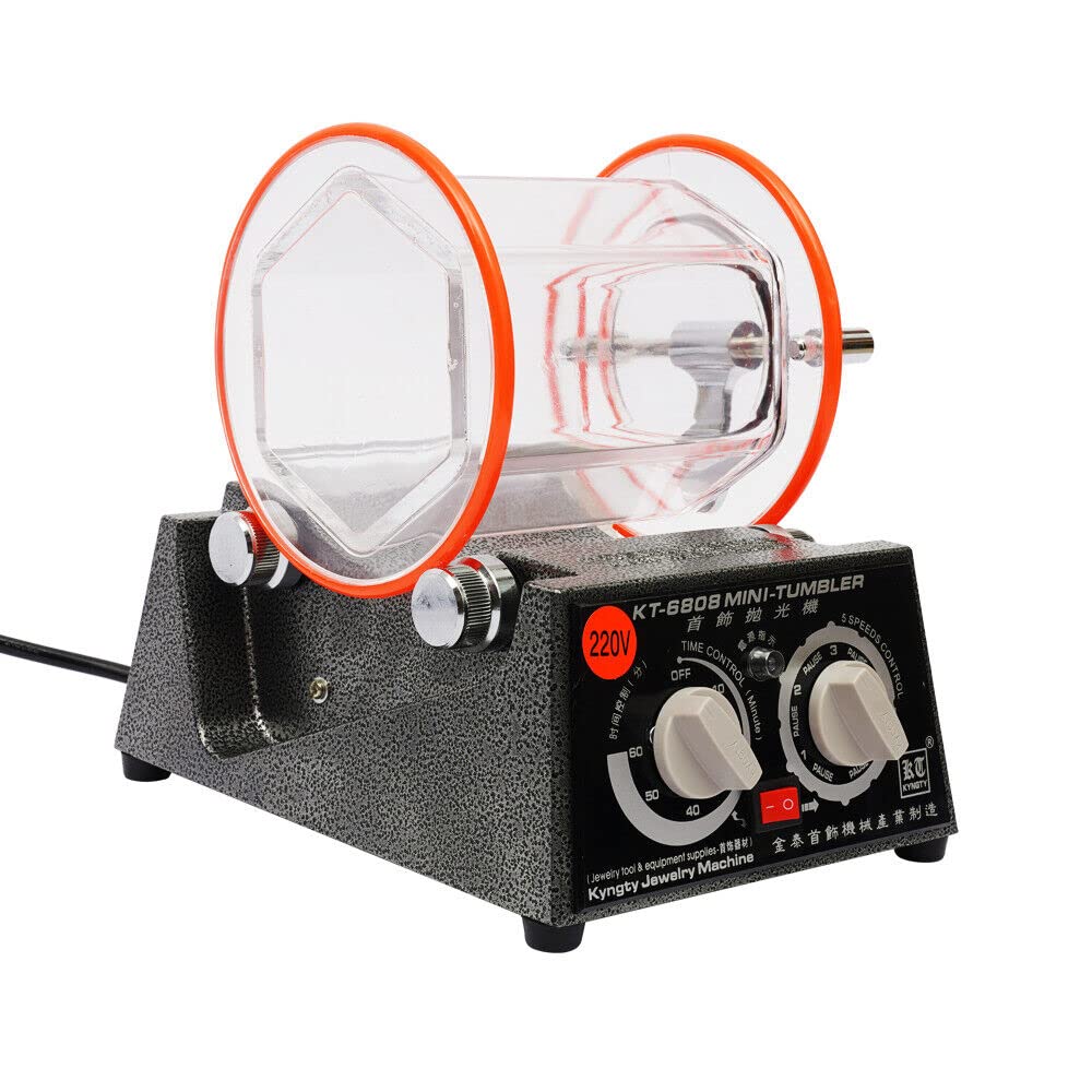 3Kg 220V Elektrische Rotationspolierer, Rotary Tumbler Schmuck Polierer, Schmuck Polieren Trommel Kugelmühle Gerät, Kugelmühle Trommel Polierer 5 Geschwindigkeiten mit Timer Polisher