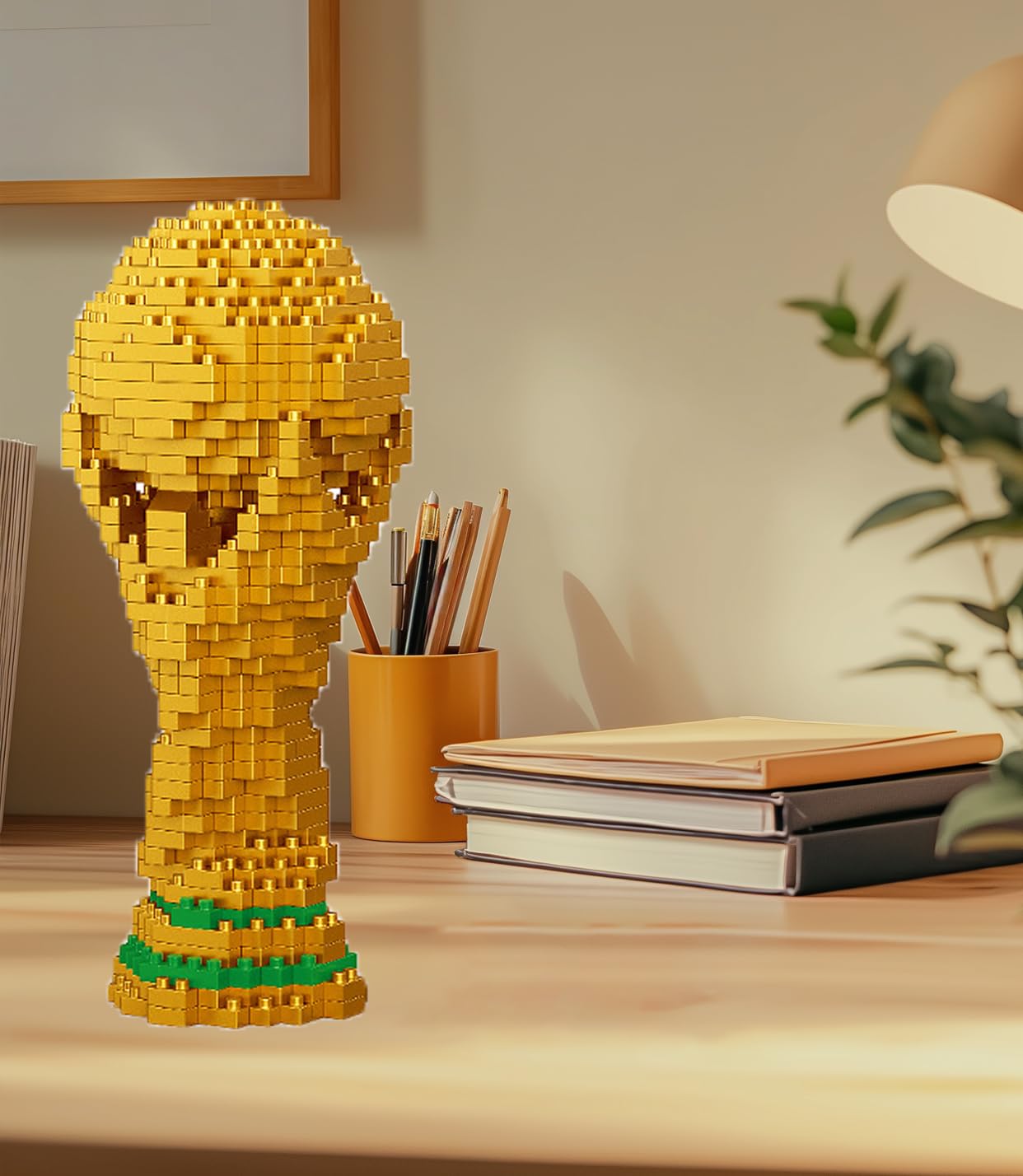 Jeu de Construction Trophée de la Coupe du Monde, Trophée Miniature de Champion, Jeu de Construction Amusant pour Ados et Fans de Football